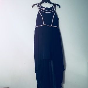 Navy Blue , Jeweled Dress. With trailing.